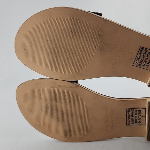 Seychelles Weekenders City Slicker Black Tan Leather Flat Thong Sandal Size 8 - Picture 7 of 12